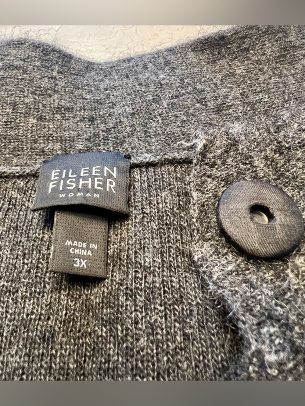 Eileen Fisher Dark Gray Open-Front Cozy Wool-Blend Sweater - Picture 4 of 9